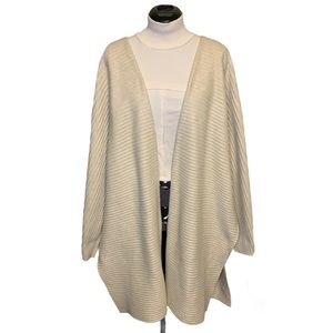 Ribbed Knit Cream Wide Sleeve Oversized Cardigan